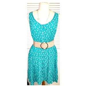 The Nines by HATCH Teal Floral Midi Dress floral Size XXL